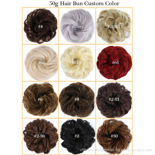 bun extension chignon hair hair bun hair synthetic Wrap On Bun Ponytails Curly Scrunchy chignon for women